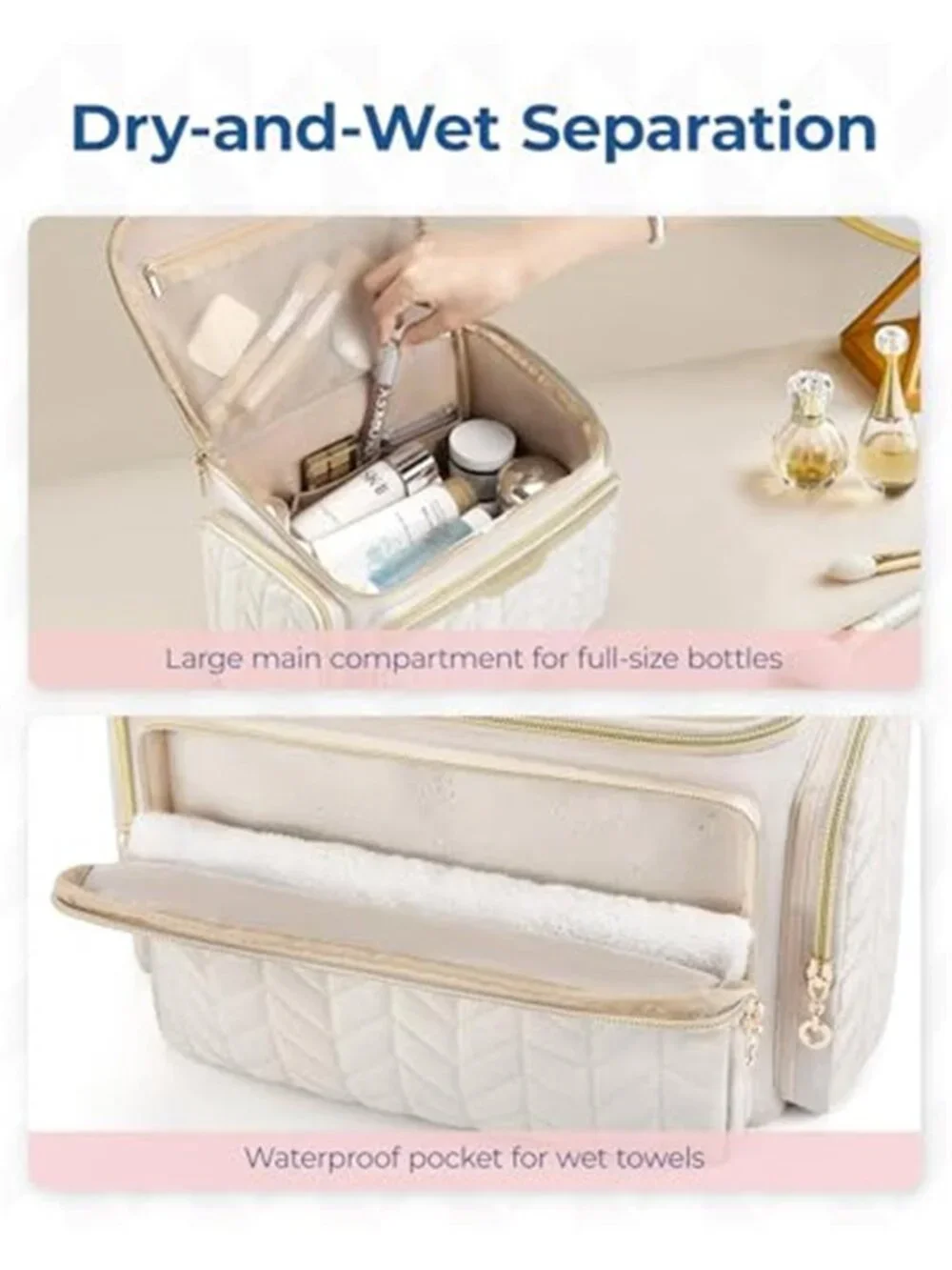 Travel Toiletry Bag, Large Wide-open Travel Bag for Toiletries, Makeup Cosmetic